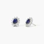 orecchini Mabina Kate blu 563716, a lobo in argento, zaffiro sintetico ovale e contorno di zirconcini
