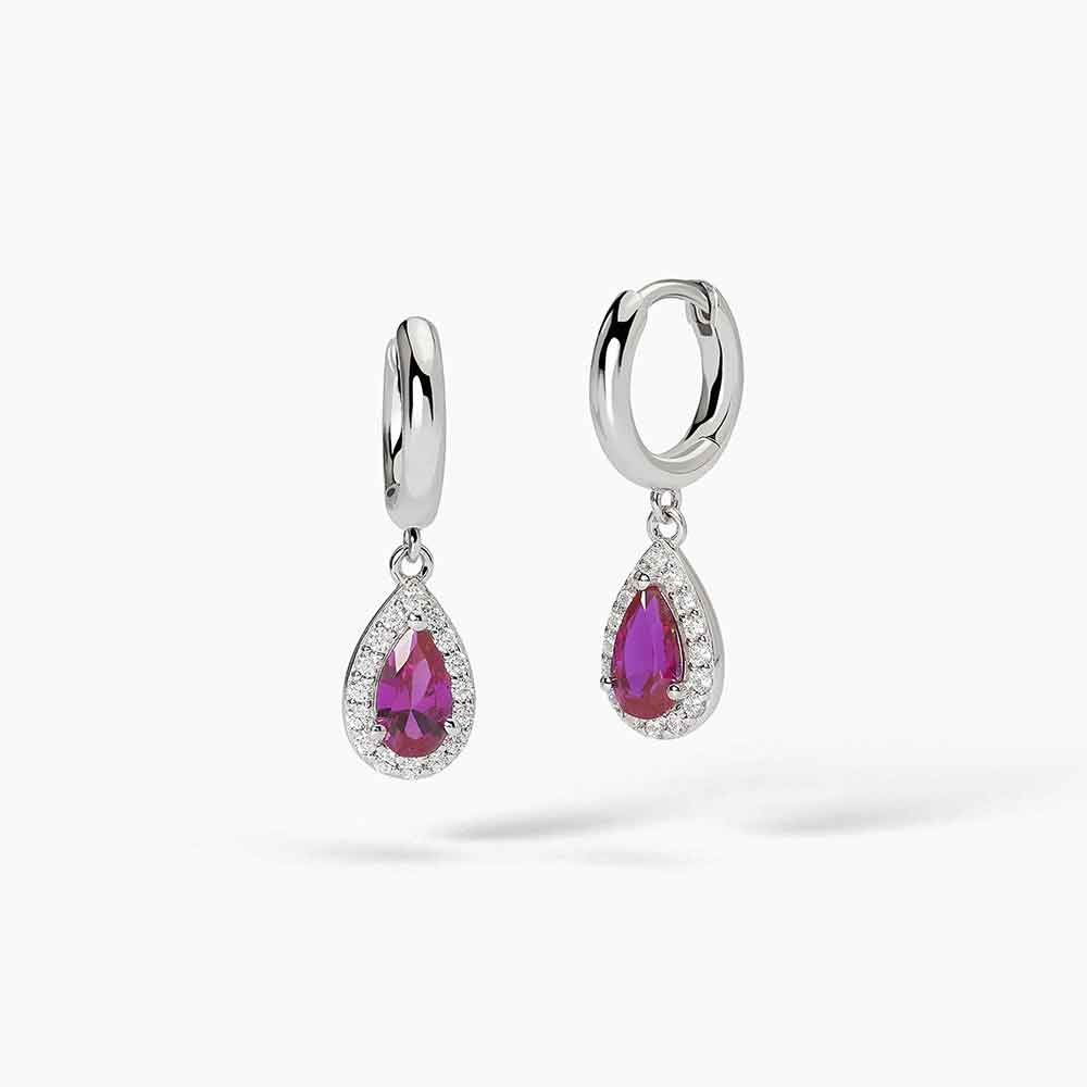 orecchini Mabina goccia rossa 563734, pendenti in argento, rubino sintetico a goccia e contorno