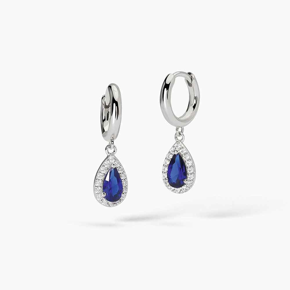 orecchini Mabina goccia blu 563735, pendenti in argento, zaffiro sintetico a goccia e contorno