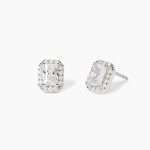 orecchini Mabina ottagonali 563849, a lobo in argento, zircone taglio smeraldo e contorno