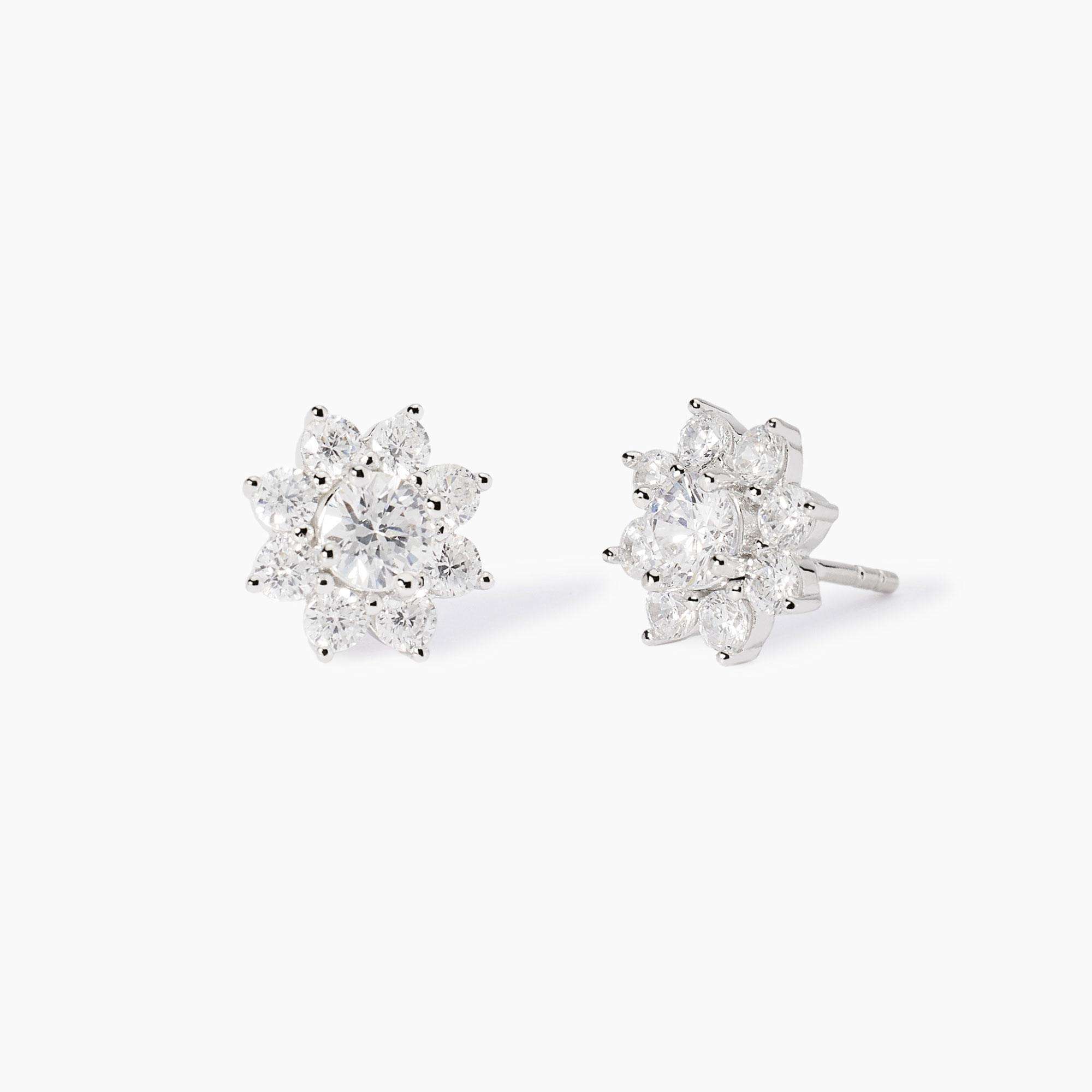 orecchini Mabina fiore 563850, a lobo in argento e zirconi