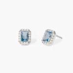 orecchini Mabina ottagonali azzurri 563866, a lobo in argento, acquamarina sintetica taglio smeraldo e contorno