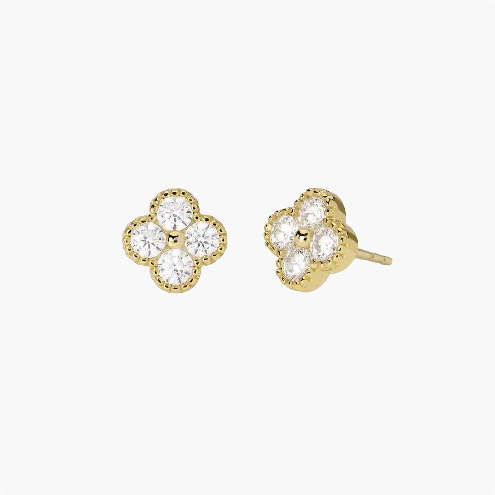 orecchini Mabina Jasmine dorati 563871, a lobo in argento dorato e zirconi