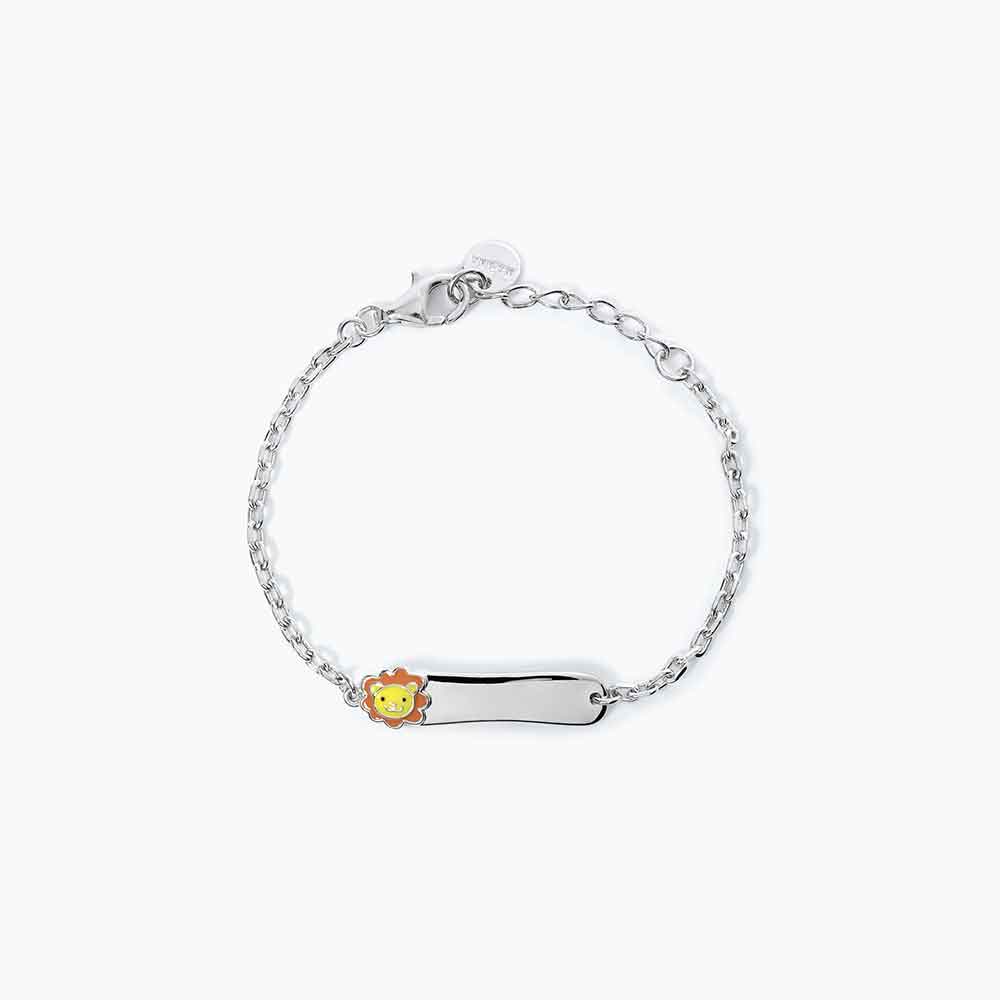 bracciale Mabina Junior Leone 533596, in argento e smalti colorati con piastrina, regolabile in misura
