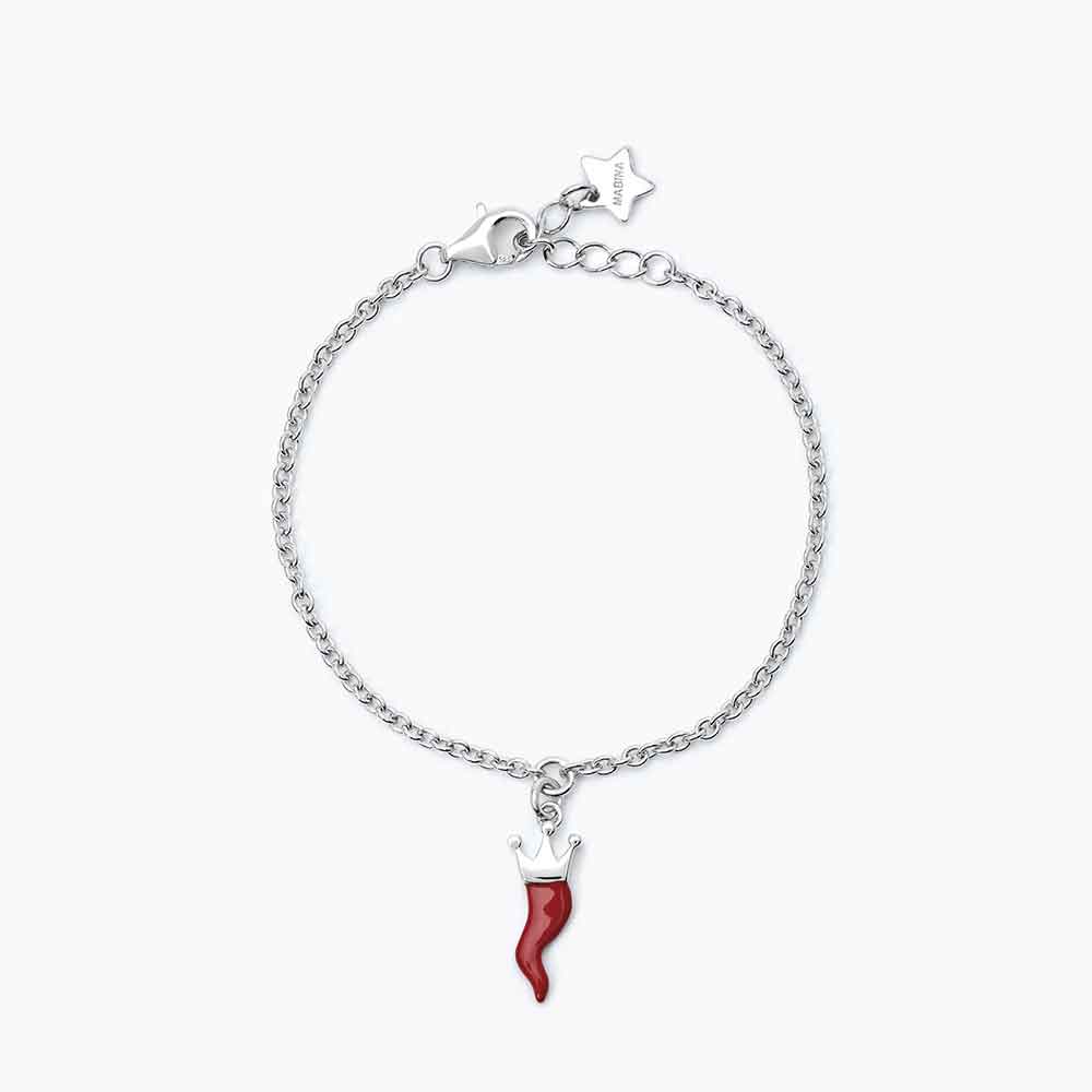 bracciale Mabina Junior Cornetto 533611, in argento e smalto rosso, da bambina, regolabile in misura