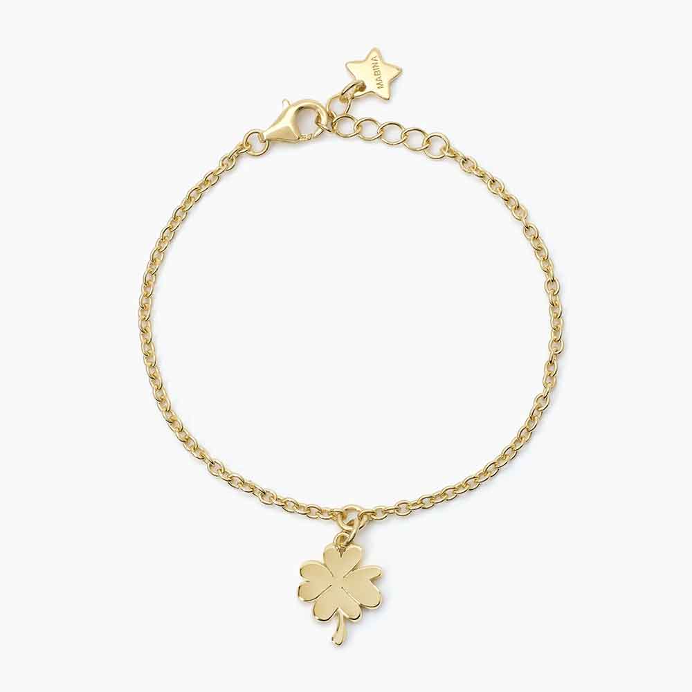 bracciale Mabina Junior Quadrifoglio oro 533615, in argento dorato, da bambina, regolabile in misura