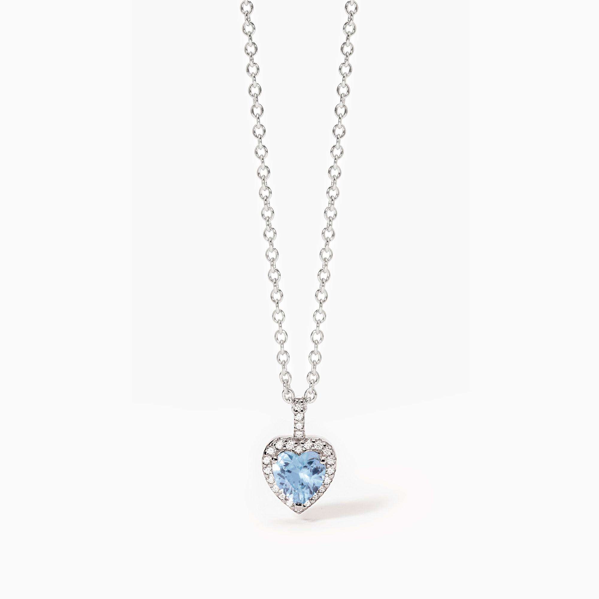 collana Mabina cuore azzurro, in argento e zirconi 553729, collezione Love Affair