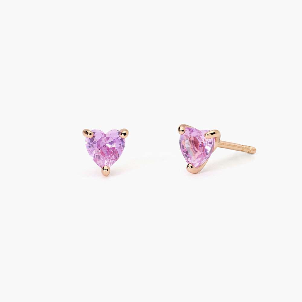 orecchini Mabina cuore rosa 563749, in argento rosato e tormalina rosa sintetica, a lobo