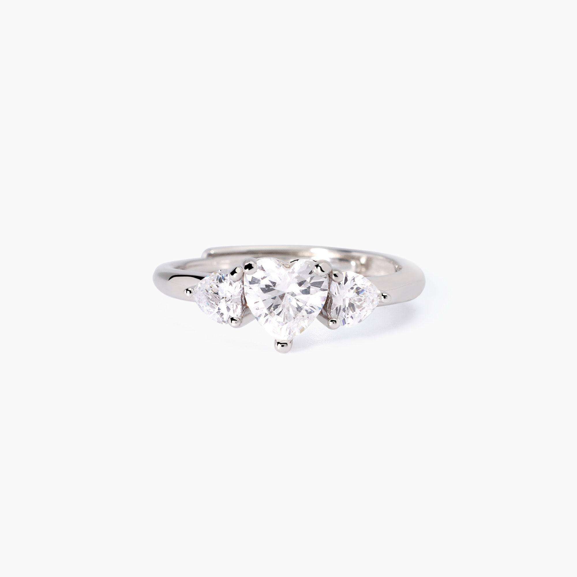 anello Mabina trilogy cuori 523435 in argento e zirconi a forma di cuore
