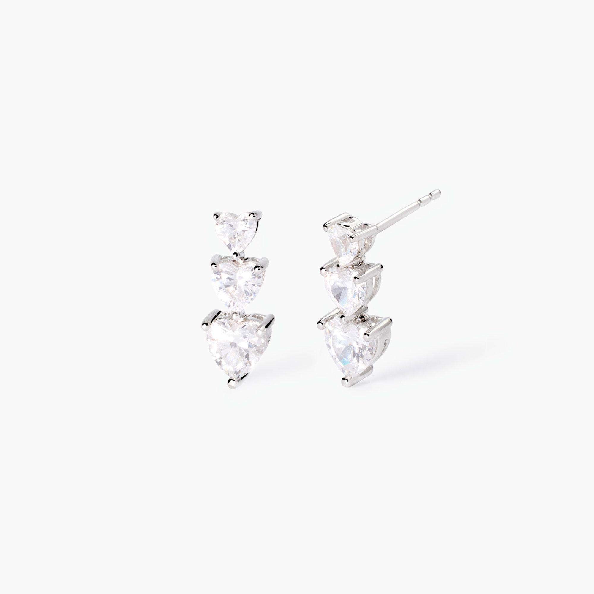 orecchini Mabina trilogy cuori 563821, in argento e zirconi a forma di cuore