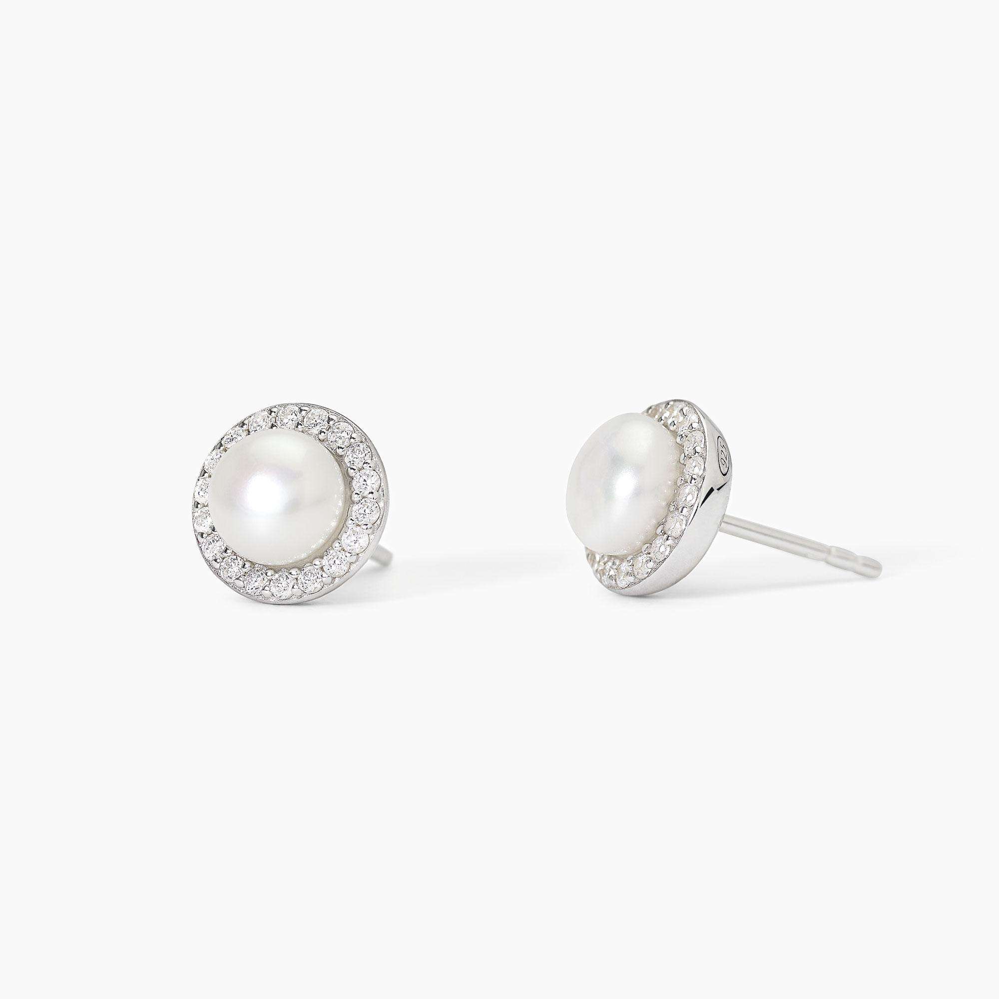 orecchini Mabina Milanesienne 563745, in argento,perla e zirconi
