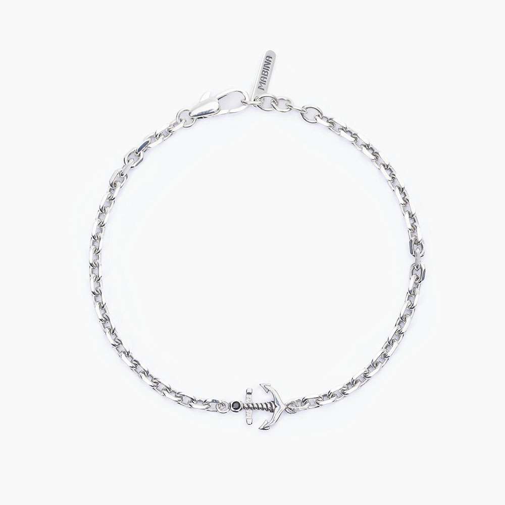 bracciale Mabina Uomo Ancora 533576, in argento e zircone nero, regolabile