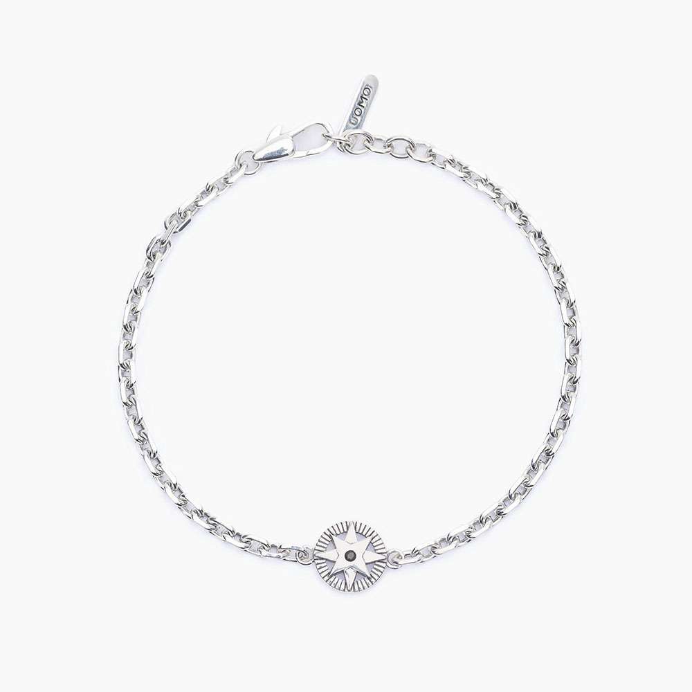 bracciale Mabina Uomo Rosa dei venti 533578, in argento e zircone nero, regolabile