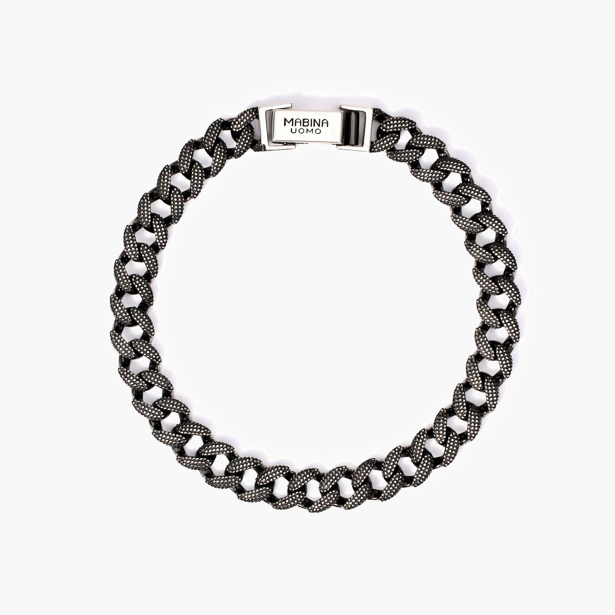 bracciale Mabina Uomo grumette bruciata 533986, in argento brunito