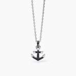 collana Mabina Uomo Ancora 553485, in argento e zirconi neri