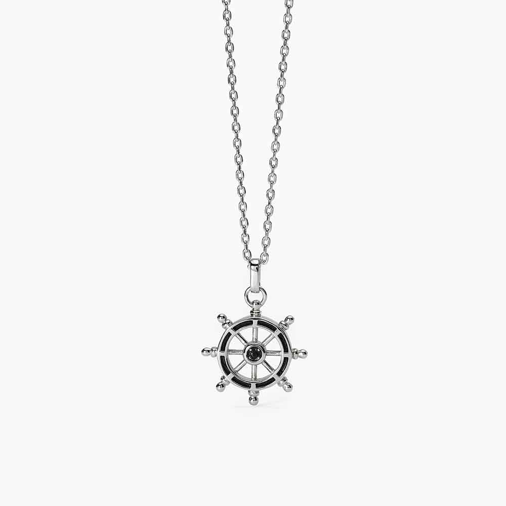 collana Mabina Uomo Timone 553560, in argento e zircone nero