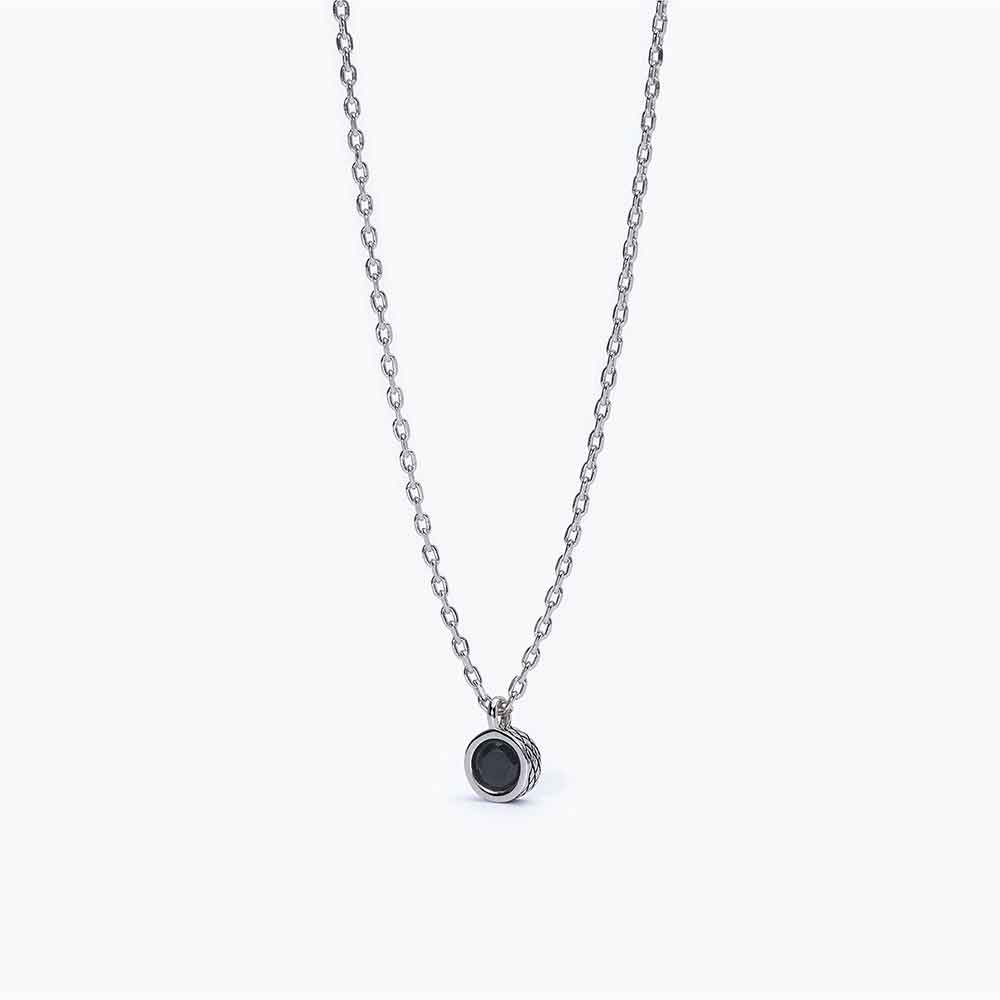 Punto luce Mabina Uomo 553574, girocollo in argento e zircone nero tondo