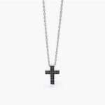 collana Mabina Uomo Croce nera 553575, in argento e pavé di zirconi neri