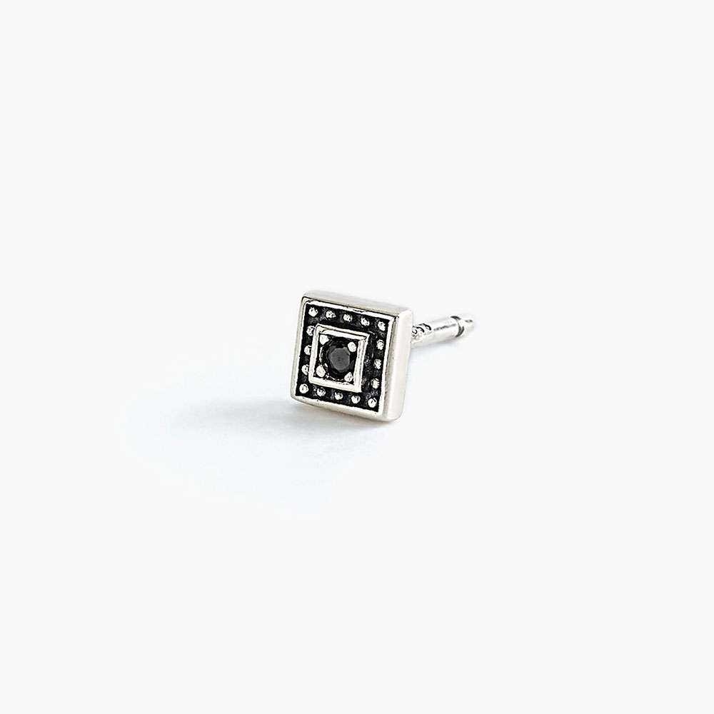 mono orecchino Mabina Uomo 563622, quadrato, in argento e zirconi neri