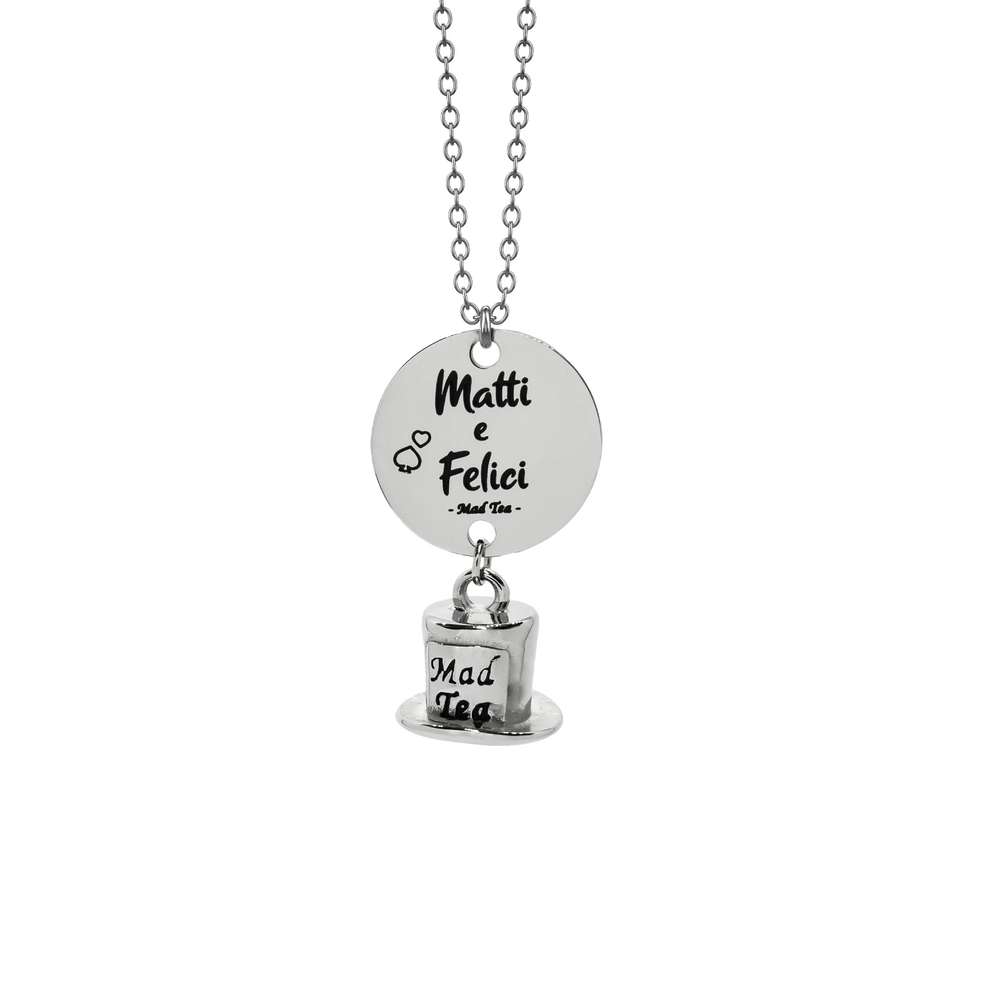 collana Matti e felici AWC047 di Mad Tea, collezione Alice in Wonderland, in acciaio