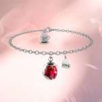 bracciale Rosa Love GDB006, collezione Il Giardino dei Desideri di Mad Tea, in acciaio, vetro e veri petali di rosa stabilizzati, regolabile in lunghezza