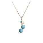 collana Cherry turchese CN3822 di Marakò, in argento rosato e pasta di turchese 4 fiori