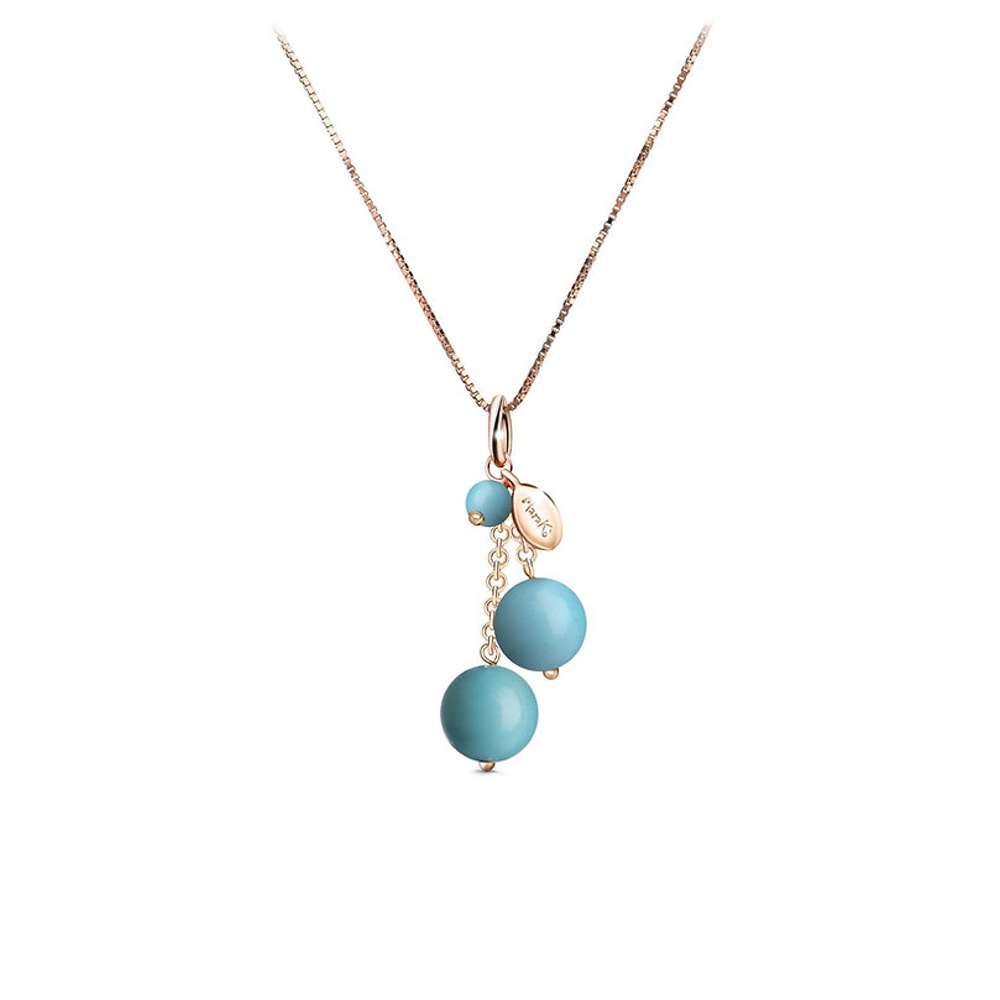 collana Cherry turchese CN3822 di Marakò, in argento rosato e pasta di turchese 4 fiori