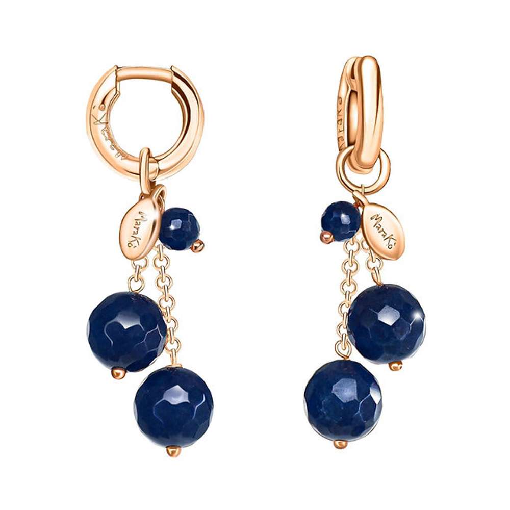 orecchini Cherry agata blu zaffiro OR2782 di Marakò, in argento rosato e agata blu zaffiro