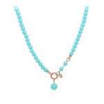collana easy turchese CN3702 di Marakò, in argento rosato e pasta di turchese 4 fiori