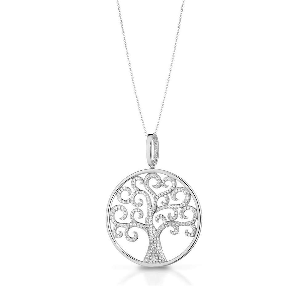 collana Mediterraneo Albero della Vita A10AZBC03, in argento e zirconi, regolabile