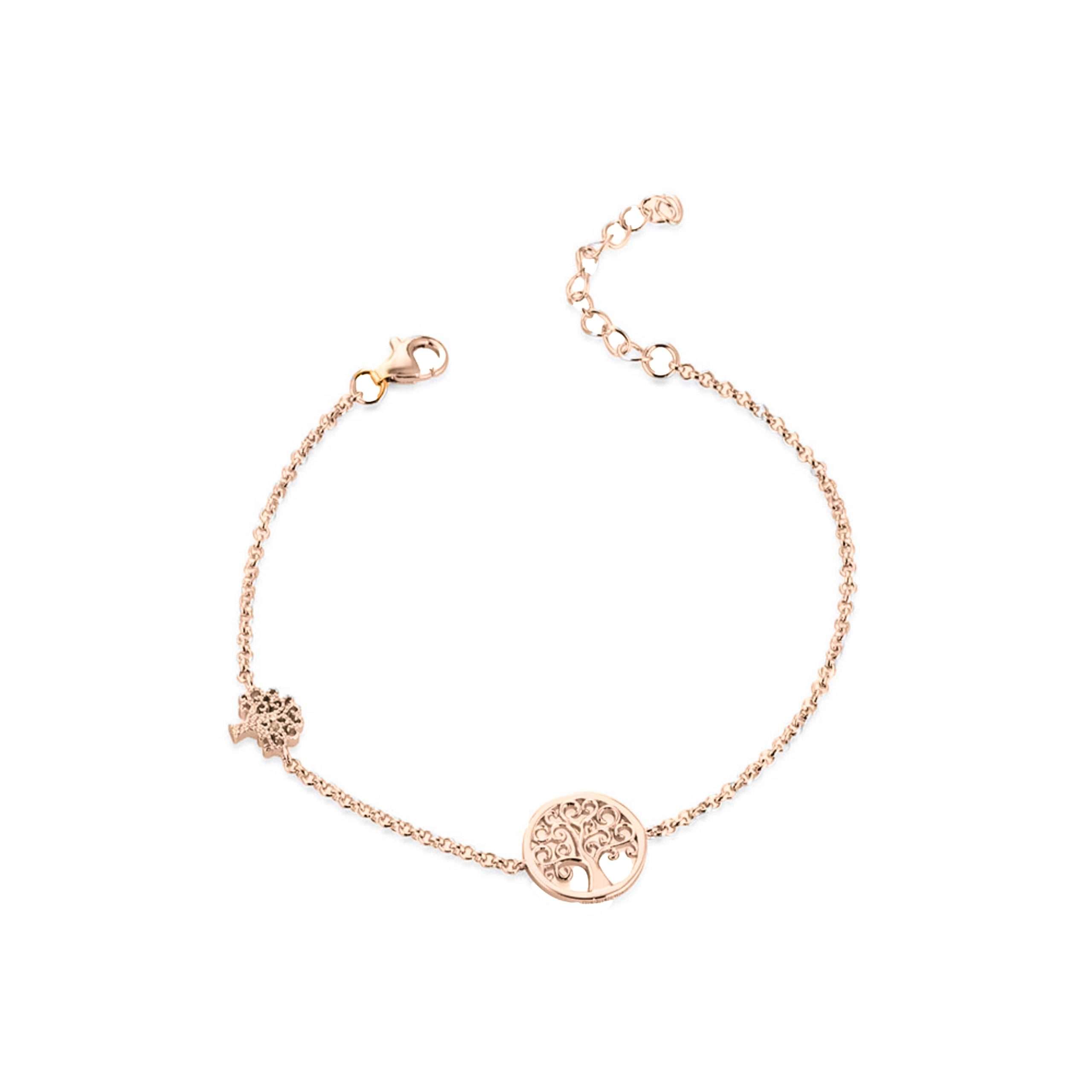 bracciale Albero della Vita rosato A21RZBB01, in argento e zirconi, regolabile