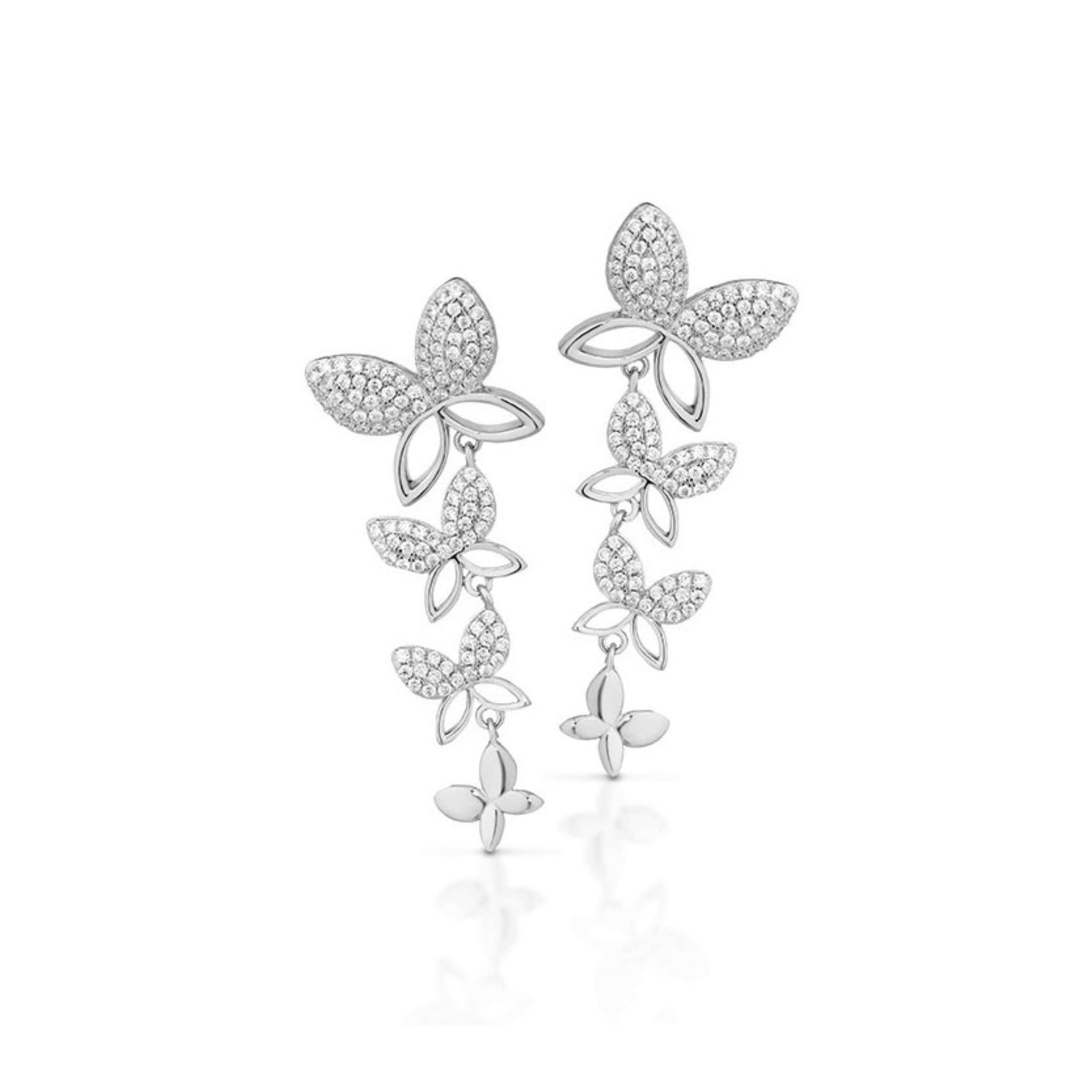 orecchini Mediterraneo Butterfly F10AZAO01, in argento e zirconi, pendenti ago e clip
