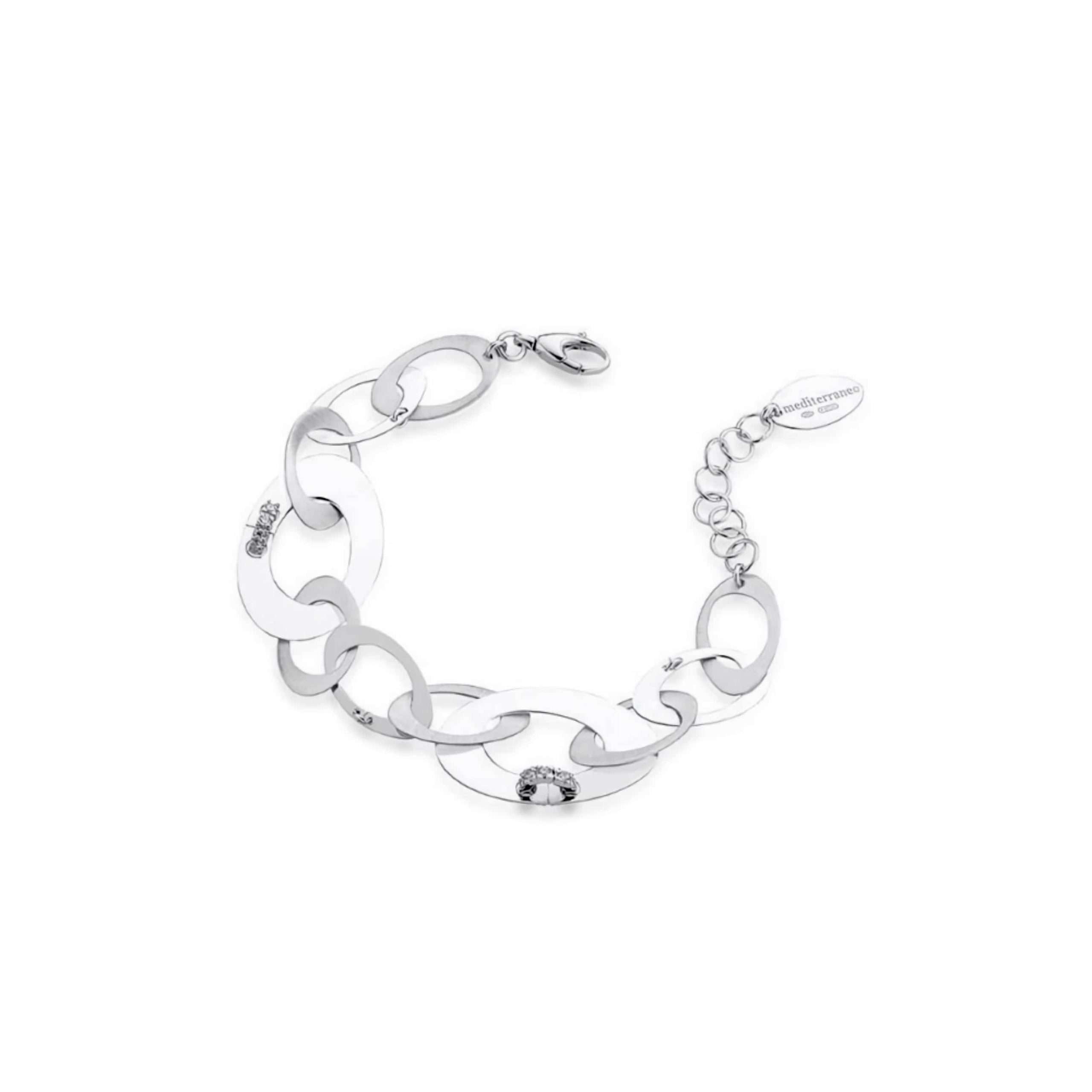 bracciale Eclissi di Mediterraneo Gioielli E02AB01, in argento e zirconi, regolabile