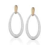 orecchini Mediterraneo Elettroformato H72AZBO01, in argento rosato e pavé di zirconi, ago e clip