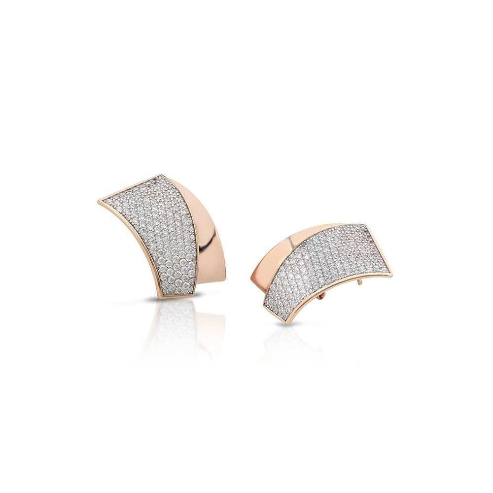 orecchini Shine di Mediterraneo Gioielli H11RZBO01, in argento rosato e pavé di zirconi, ago e clip