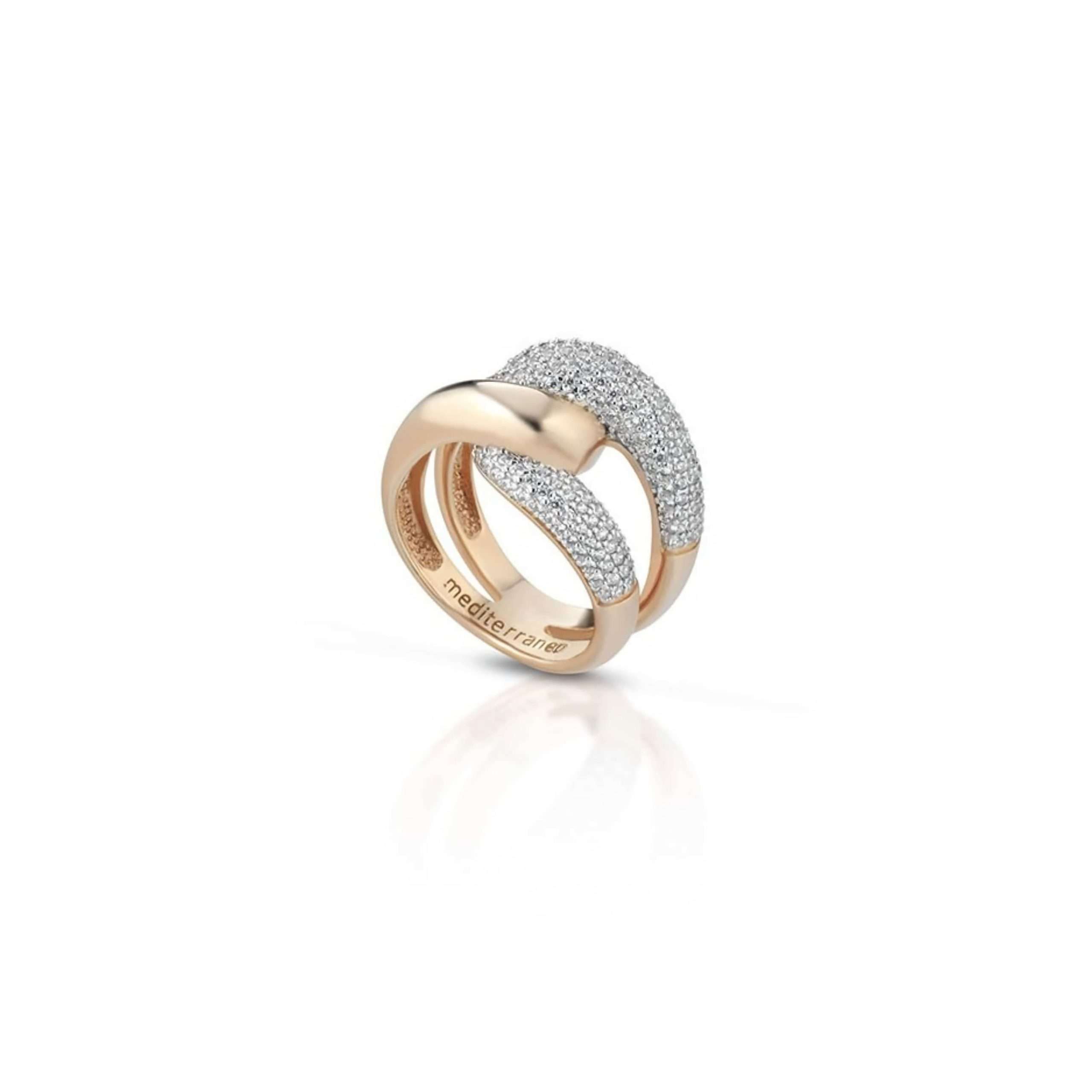 anello Mediterraneo Grumette V11RZAA12, in argento rosato e zirconi, misura 14