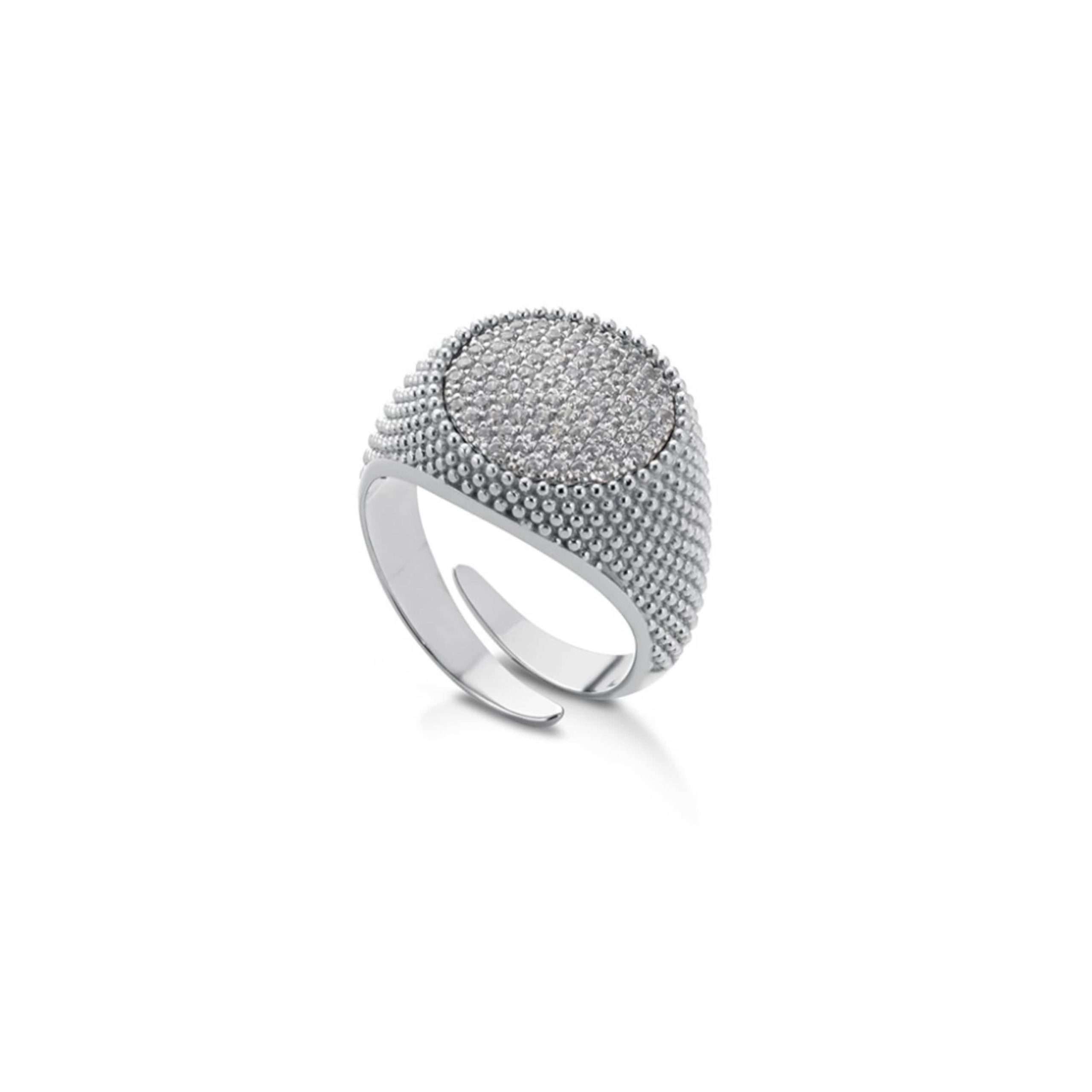 anello Shinedots tondo D02AZBA12, in argento e zirconi, misura regolabile