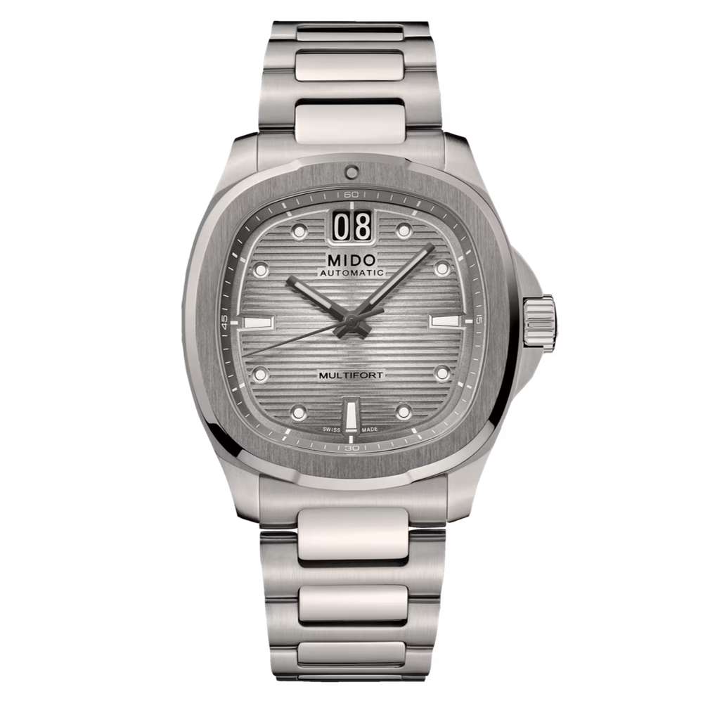 orologio Mido Multifort TV Big Date Titanio M049.526.44.081.00, automatico 80 ore, quadrante argento, in titanio, subacqueo 100m