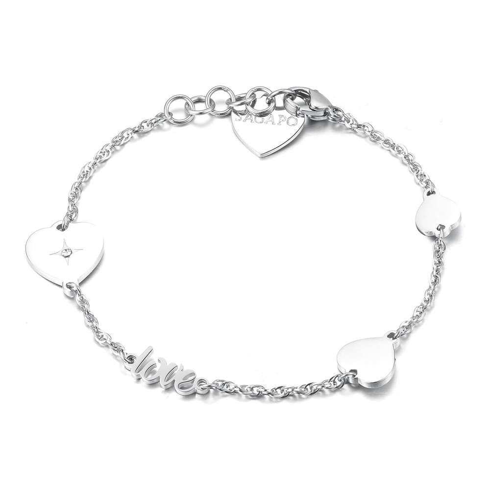 bracciale s'agapo fancy sfc13 in acciaio con cuori
