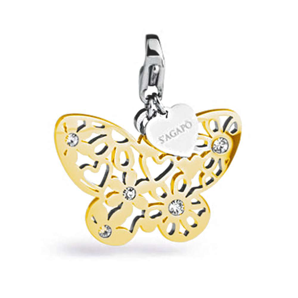 charm happy farfalla dorata S'agapo sha159