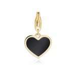 charm happy cuore nero dorato S'agapo sha300