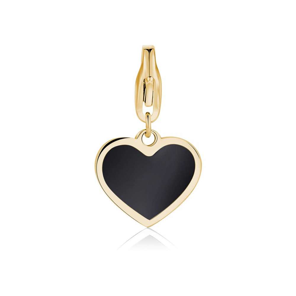 charm happy cuore nero dorato S'agapo sha300
