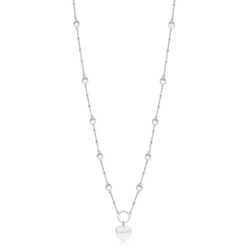 collana s'agapo happy shac28, lunga in acciaio con dischetti