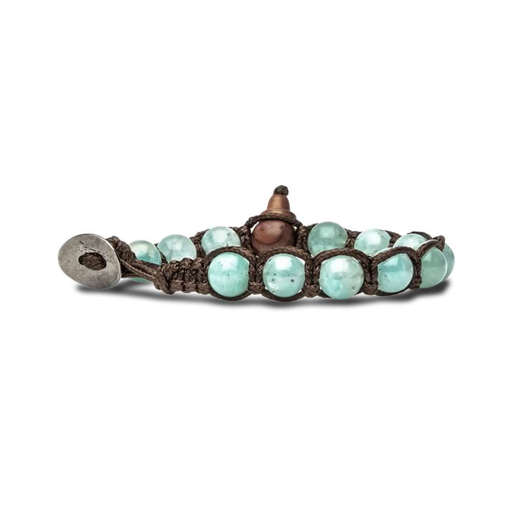 bracciale Tamashii amazzonite BHS900-131, in amazzonite e cordino marrone, unisex