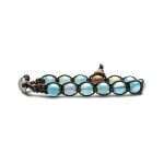 bracciale Tamashii Agata azzurra sky striata BHS900-165, in Agata azzurra sky striata e cordino marrone, unisex