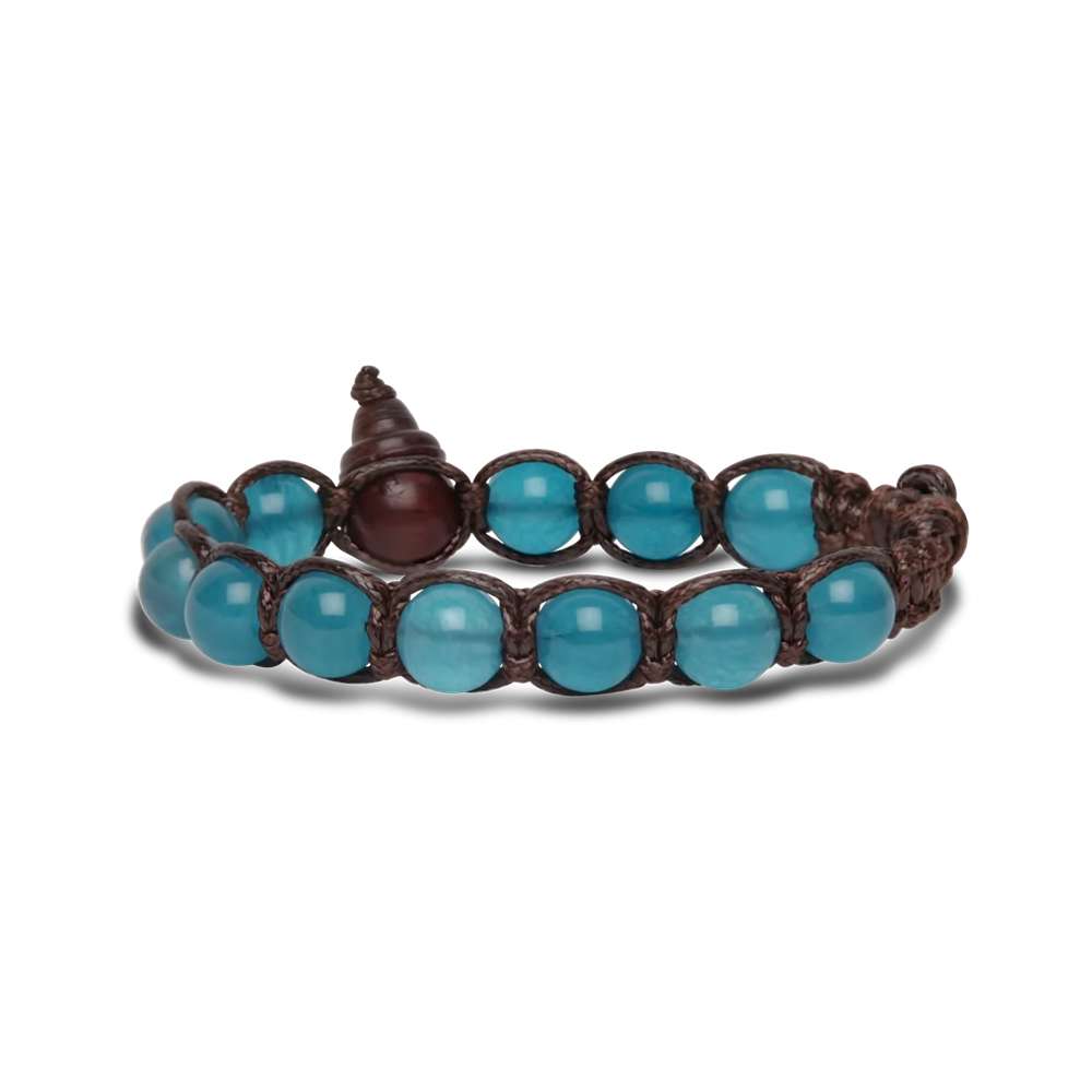bracciale Tamashii giada verde lago BHS900-215, in giada verde lago e cordino marrone, unisex