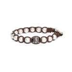 bracciale Tamashii perla naturale 6mm BHS1106-179, in perla naturale, argento e cordino marrone