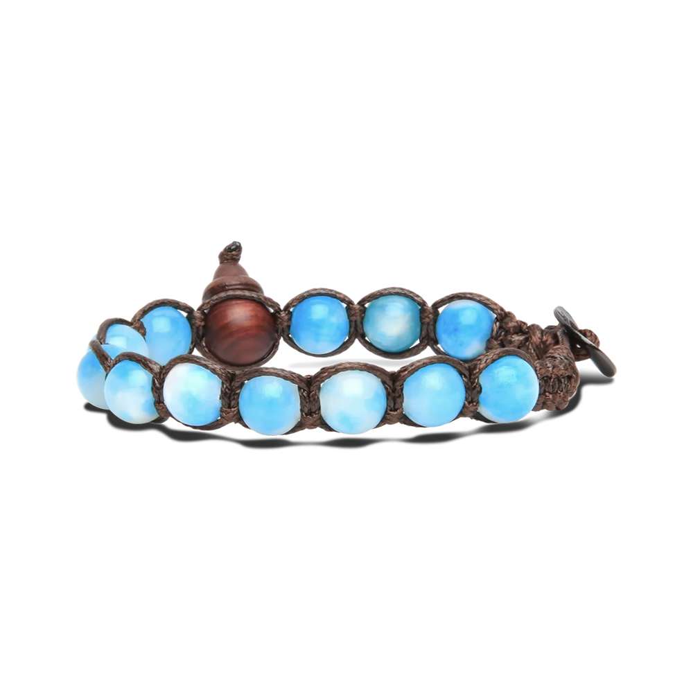 bracciale Tamashii giada bluebell breeze BHS900-320, in giada e cordino marrone, unisex