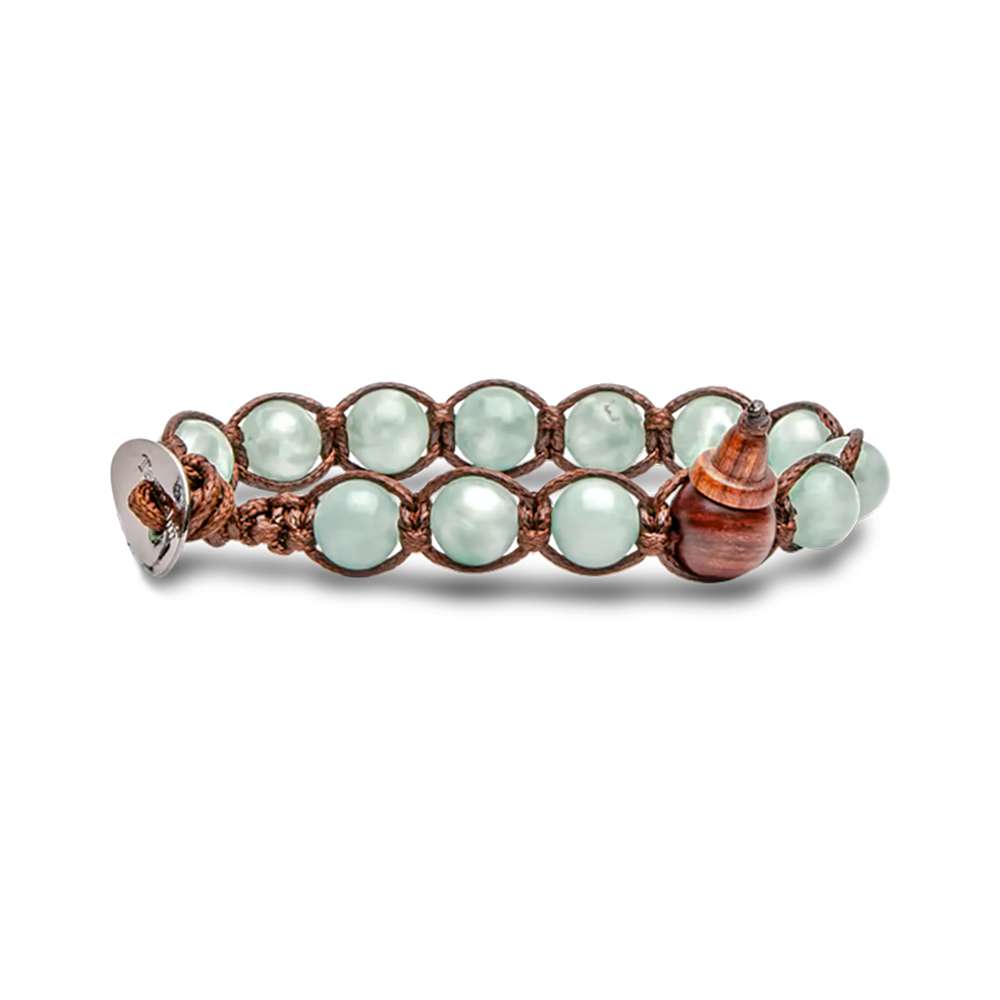 bracciale Tamashii green angelite BHS900-253, in Angelica verde e cordino marrone, unisex