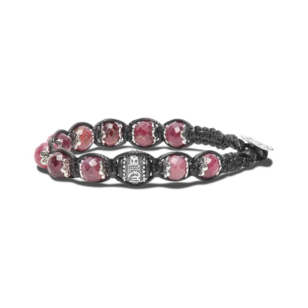 bracciale Tamashii rubino BPS100-RU, edizione limitata precious and limited in rubino, argento e cordino nero, unisex